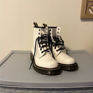 Dr. Martens White Ankle Boots with Black Laces